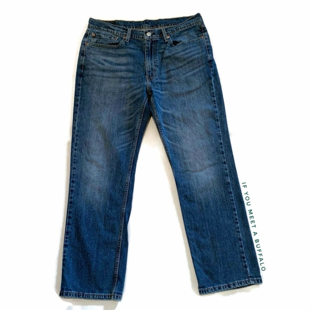 Levi’s 514 Men’s 36x30 Dark Wash Classic Straight Fit Denim Distressed Stretch